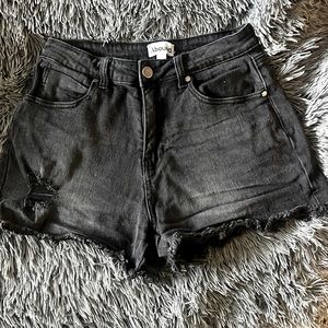 Black fringe denim shorts size 30/10